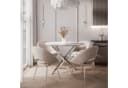 Lookway Esstisch BEIRA II Runder Tisch Keramik Weiss Silber Modern Bild 1