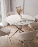 Lookway Esstisch BEIRA II Runder Tisch Keramik Weiss Silber Modern Bild 3