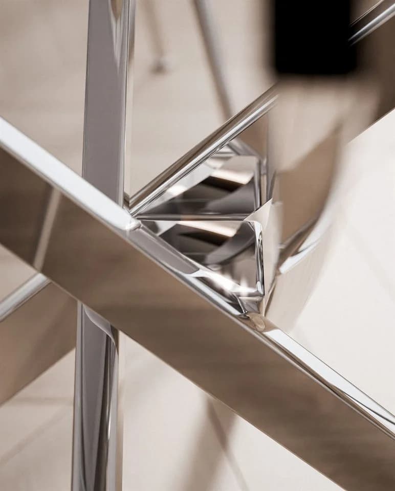 Lookway Esstisch BEIRA II Runder Tisch Keramik Weiss Silber Modern - Bild 5