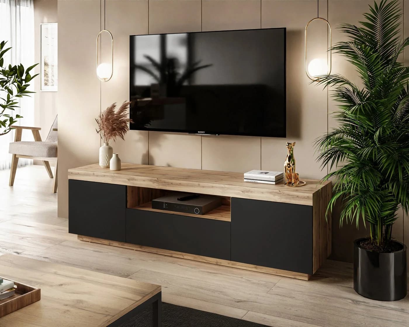 Lookway TV-Schrank YOSHI Industrial Design Schwarz/Weiß