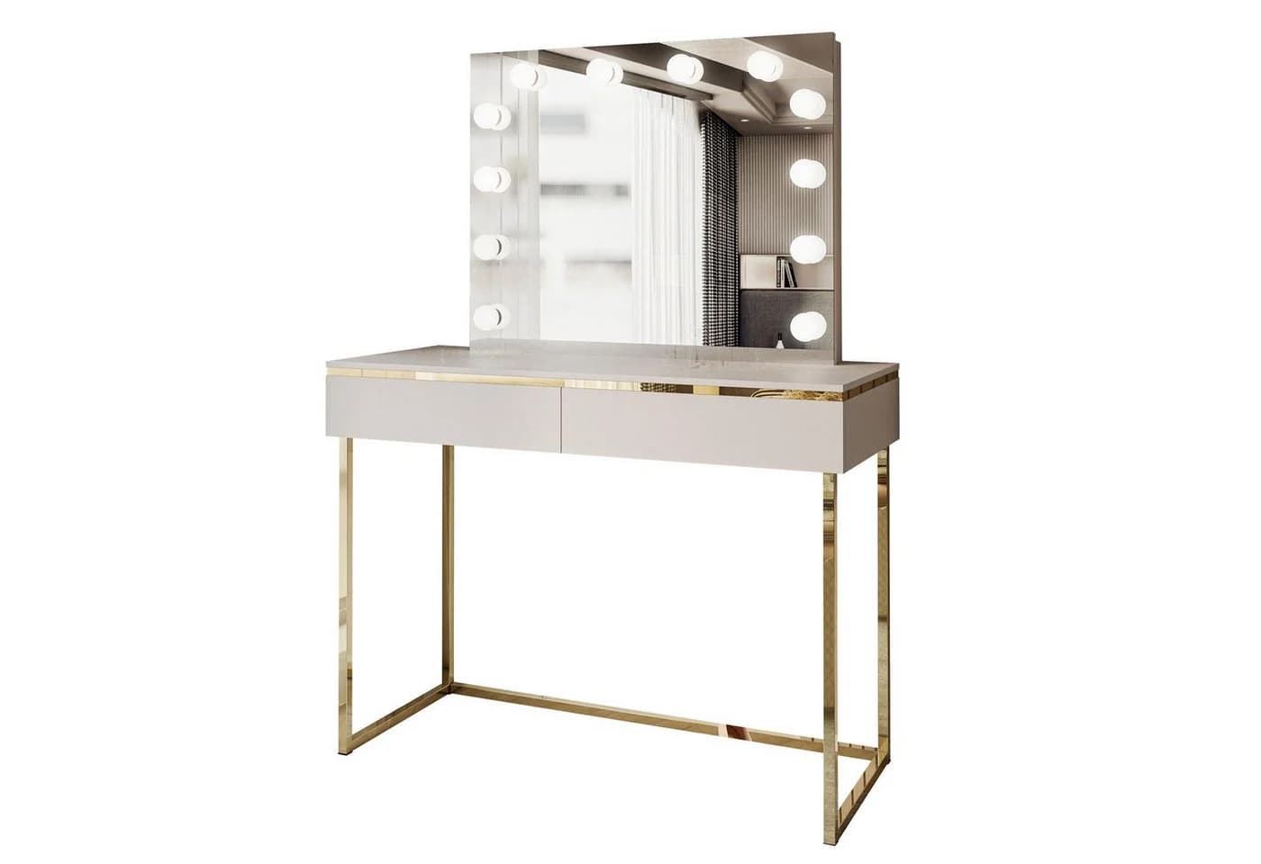 Lookway Schminktisch AURORA GOLD ELITE Kaschmir mit LED-Spiegel - Bild 2