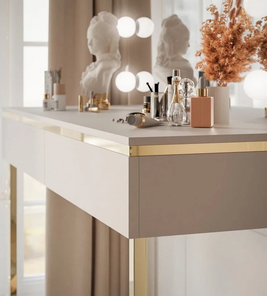 Lookway Schminktisch AURORA GOLD ELITE Kaschmir mit LED-Spiegel - Bild 4