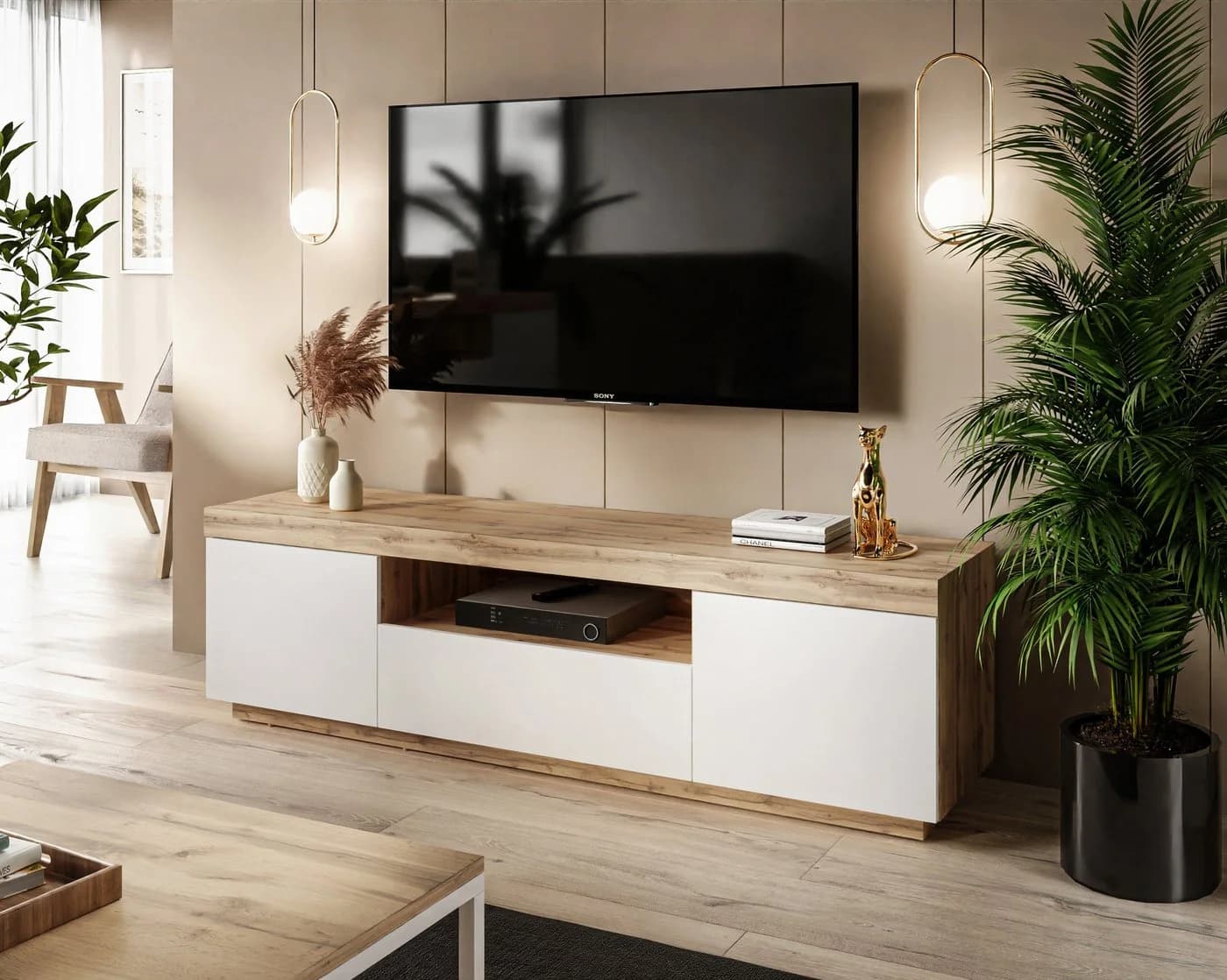 Lookway TV-Schrank YOSHI Industrial Design Weiß/Schwarz