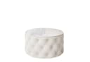 Lookway Couchtisch CHESTERFIELD Rund Gepolstert Glasplatte Weiss Bild 4