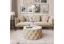 Lookway Couchtisch CHESTERFIELD 70 cm Rund Gepolstert Weiß/Beige Bild 1