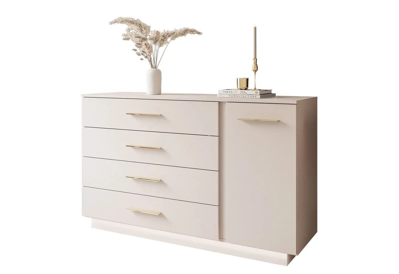 Lookway Kommode LINA KASCHMIR II 1D4S mit LED Beleuchtung Beige - Bild 2