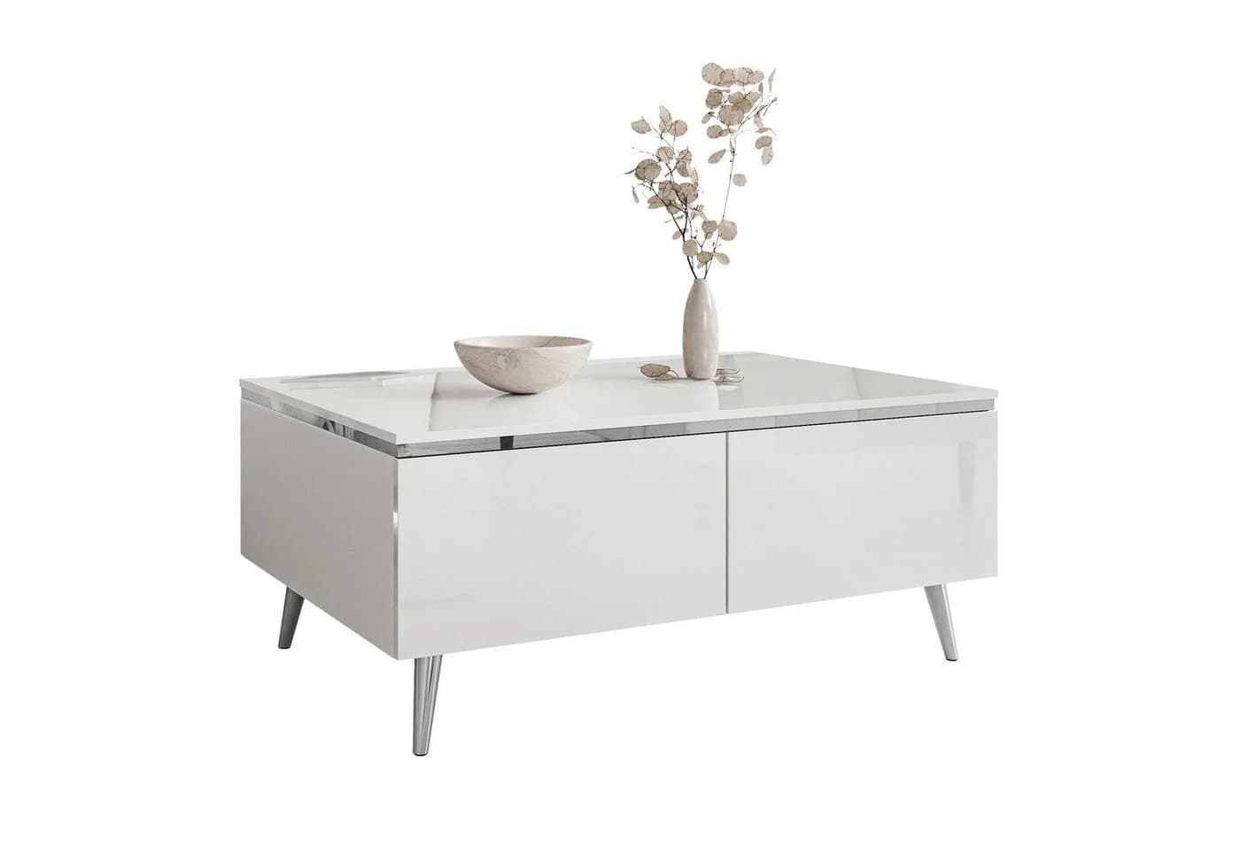 Lookway Couchtisch AURORA SILVER mit Stauraum Weiß/Silber - Bild 2