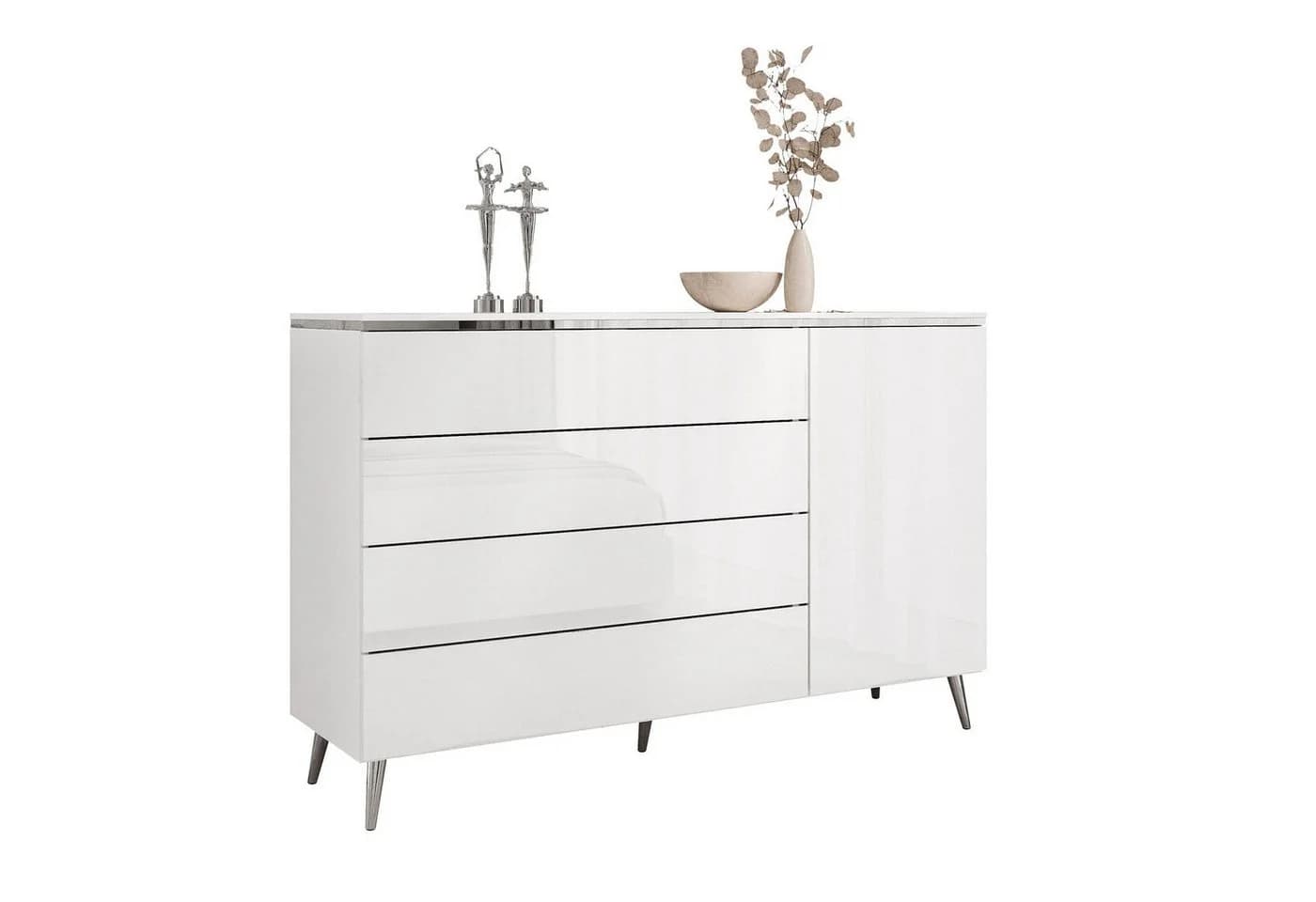 Lookway Kommode AURORA SILBER Hochglanz mit Schubladen - Bild 2
