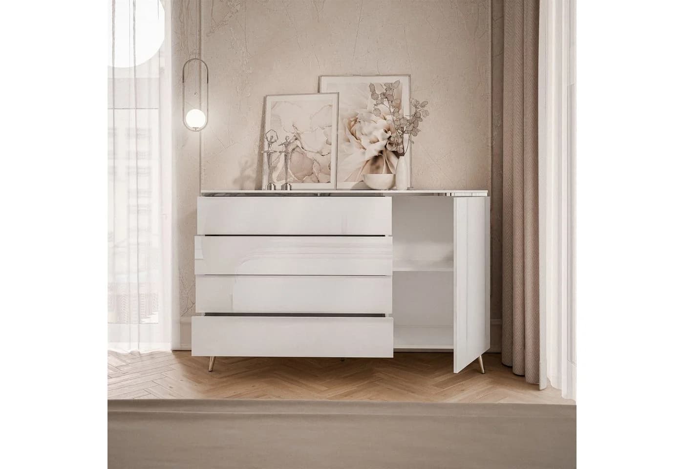 Lookway Kommode AURORA SILBER Hochglanz mit Schubladen - Bild 3