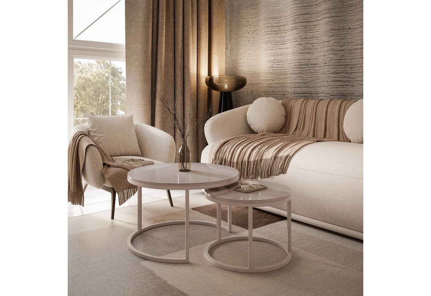 Lookway Couchtisch CIRI 2in1 KASCHMIR Hochglanz 2er-Set