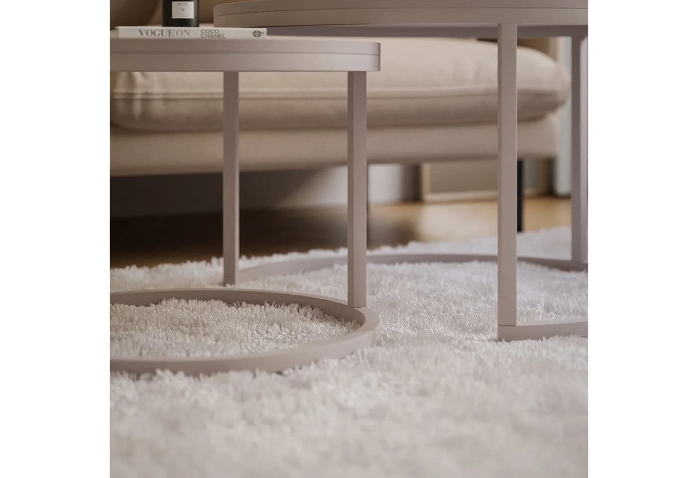 Lookway CIRI Couchtisch 2in1 Set Matt Kaschmir Stapelbar - Bild 5