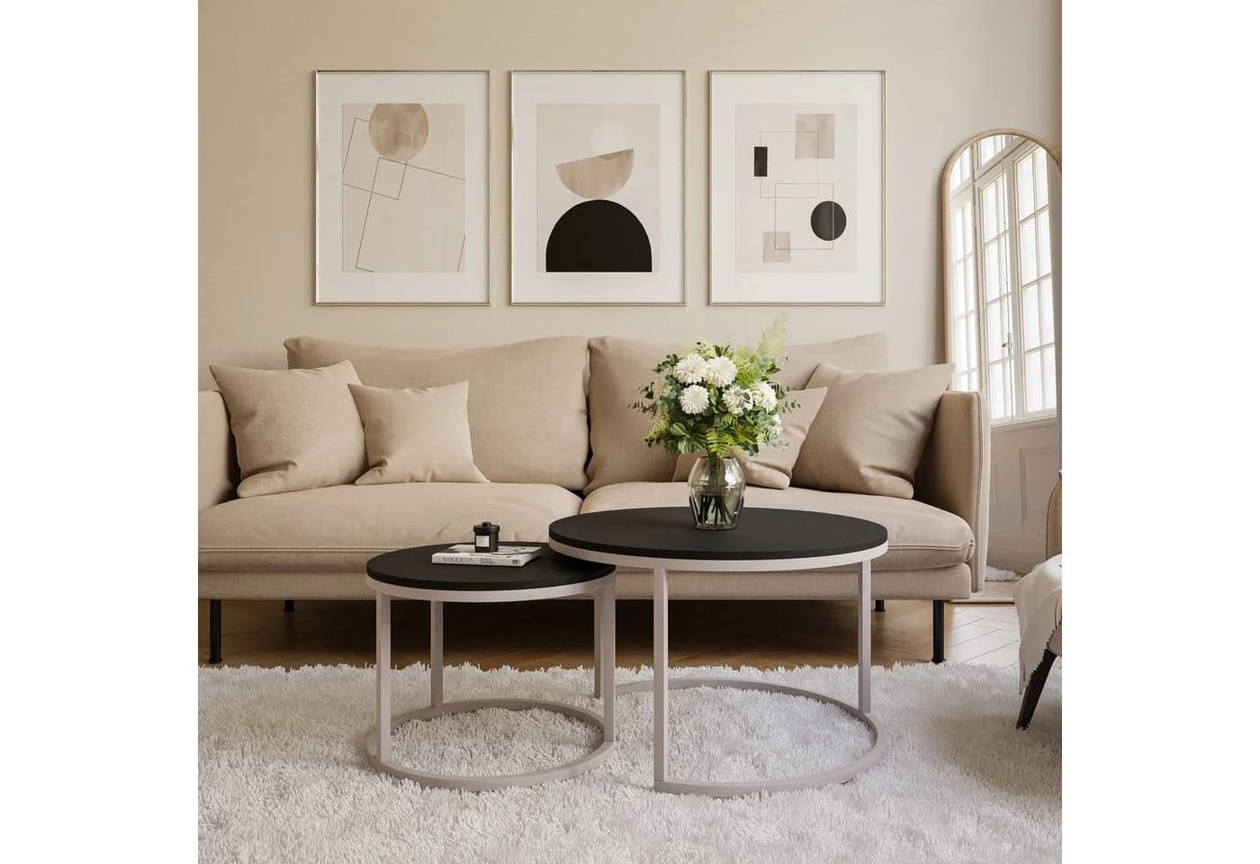 Lookway Couchtisch CIRI 2in1 Matt Schwarz 2er Set - Bild 3
