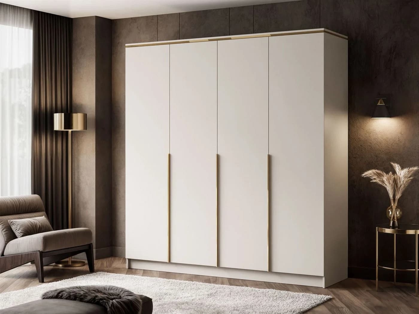 Lookway Kleiderschrank AURORA 4D Kaschmir Beige/Gold Vier-Türer - Bild 3