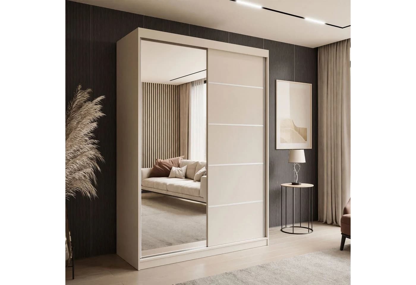 Lookway Kleiderschrank CAMARO II PLUS KASCHMIR Schwebetürenschrank mit Spiegel