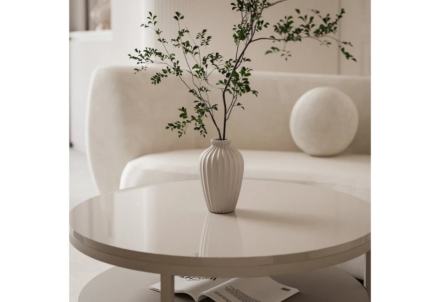 Lookway Couchtisch CIRI SLIM Kaschmir Hochglanz mit Ablage - Bild 3