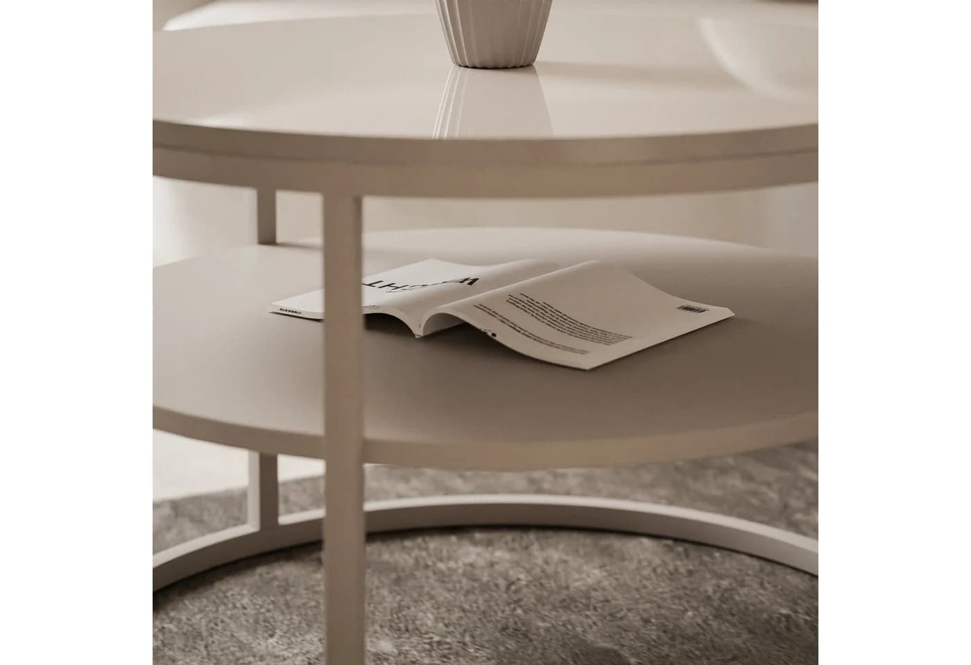 Lookway Couchtisch CIRI SLIM Kaschmir Hochglanz mit Ablage - Bild 4
