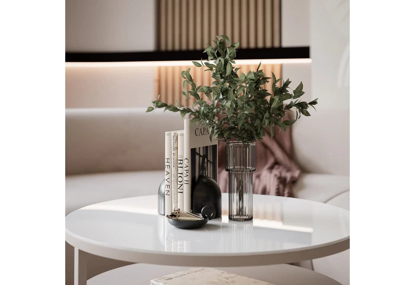 Lookway CIRI SLIM GLASS Couchtisch mit Ablage Glas Weiß - Bild 3