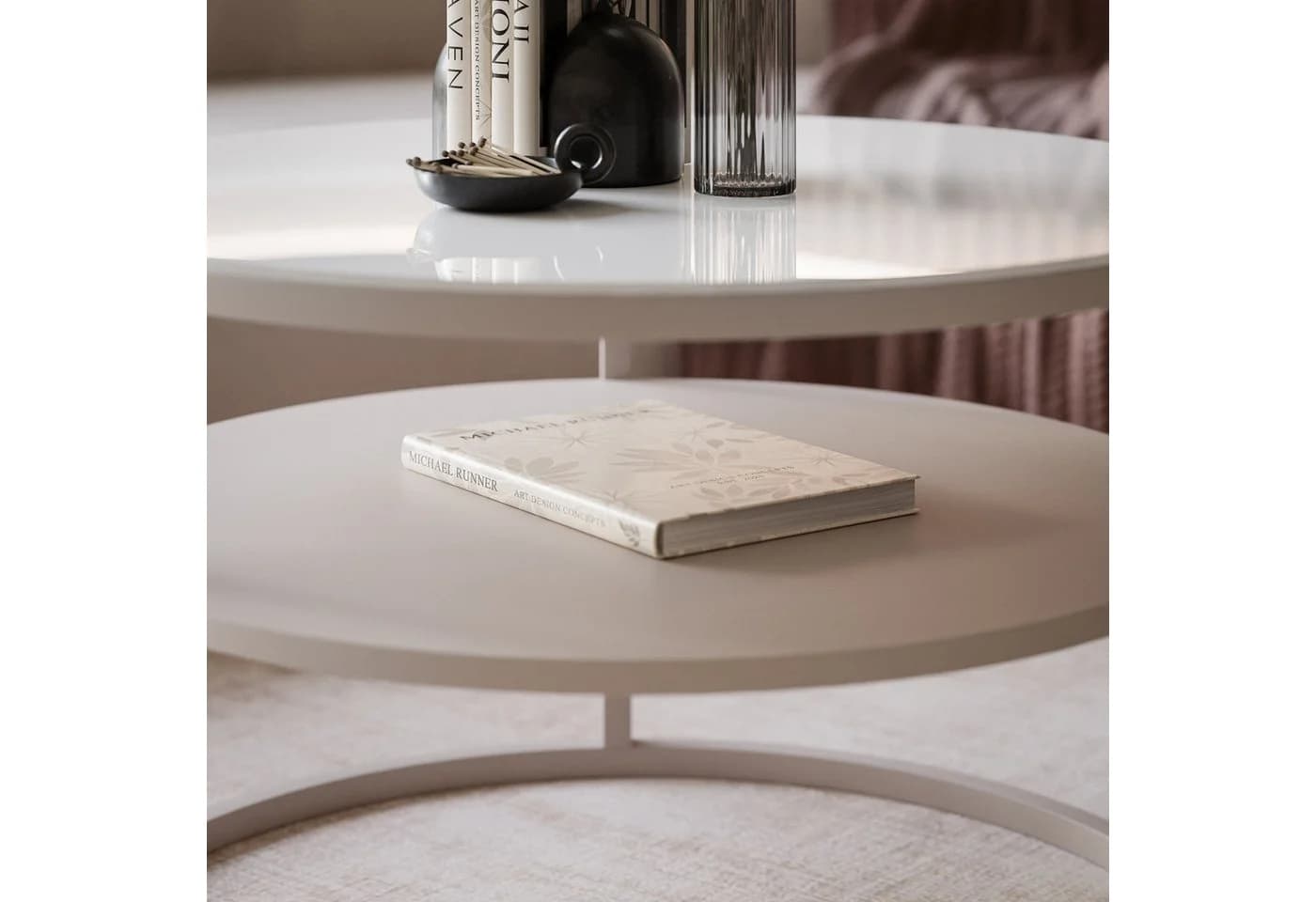 Lookway CIRI SLIM GLASS Couchtisch mit Ablage Glas Weiß - Bild 4