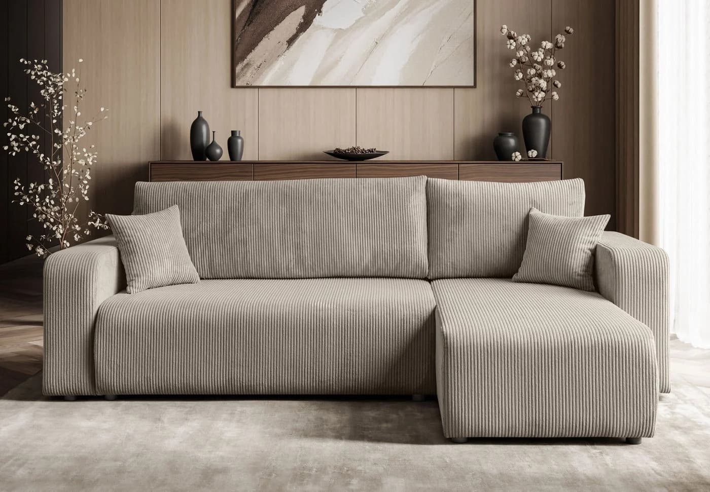 Lookway Ecksofa PRESTIGE L-Form Couch mit Bettfunktion und Bettkasten Beige - Bild 2