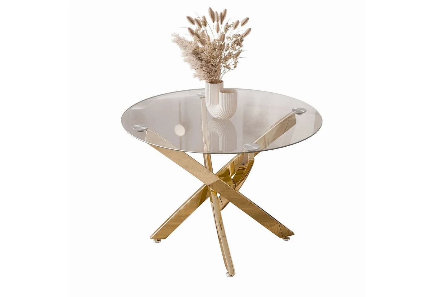 Lookway Couchtisch BEIRA Glasplatte 60cm Modern Gold Silber Schwarz - Bild 2