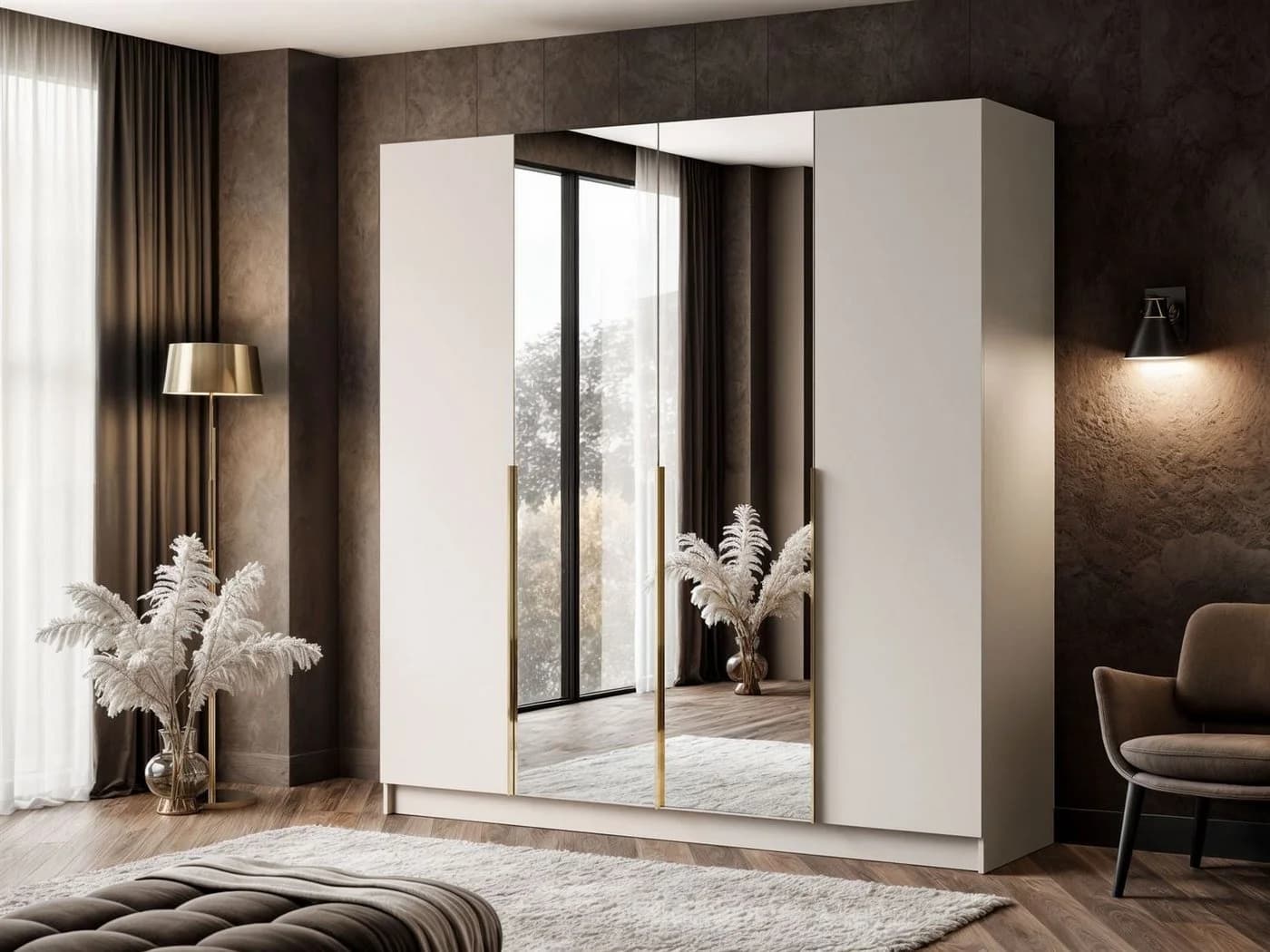 Lookway Kleiderschrank AUREL 4D Kaschmir mit Spiegel und Schubladen - Bild 3