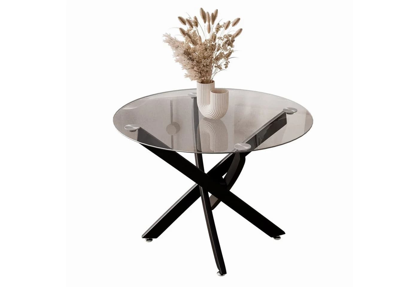 Lookway Couchtisch BEIRA Glasplatte 60cm Schwarz/Gold/Silber - Bild 2