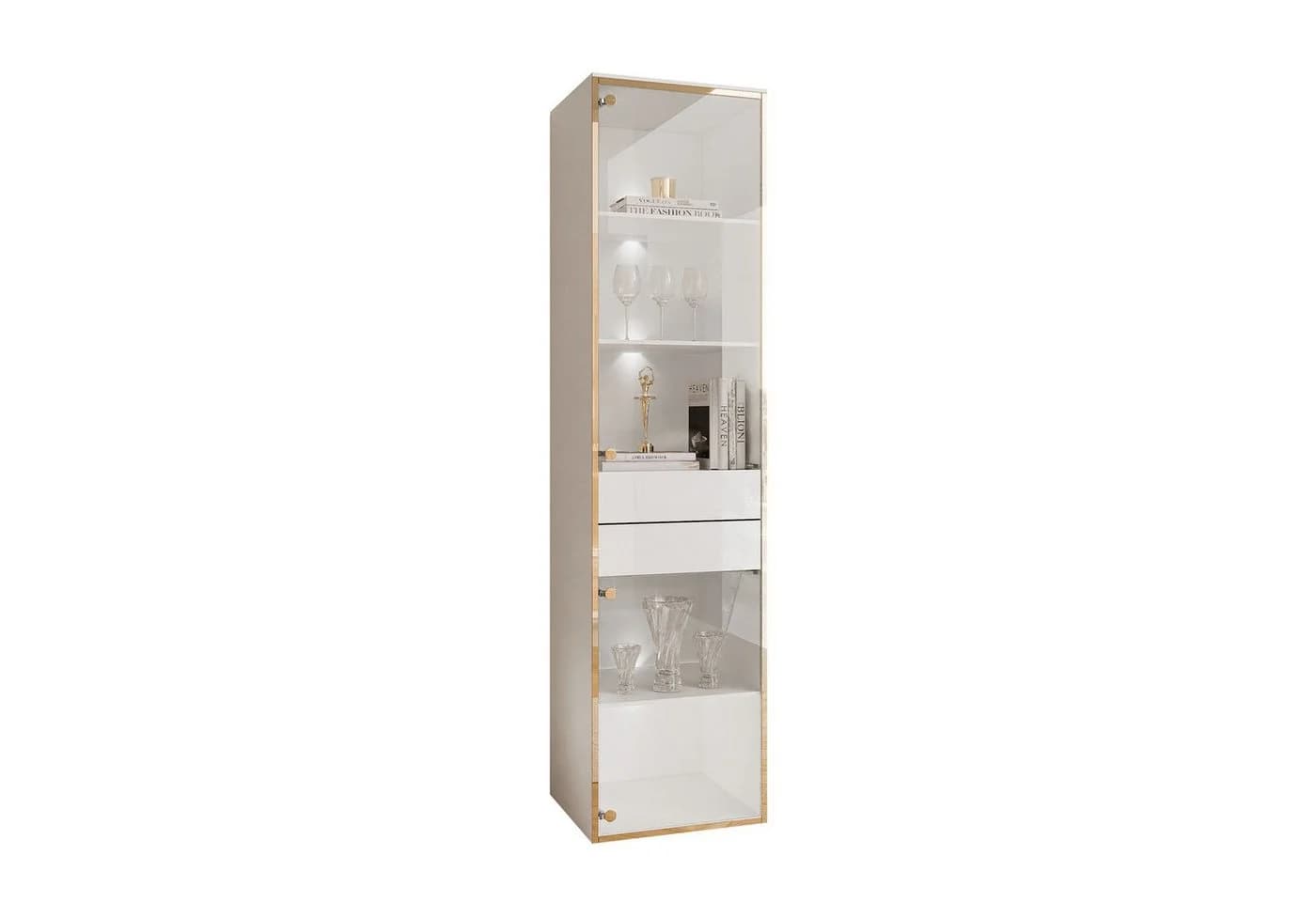 Lookway Glasvitrine AURORA Weiß Gold LED-Beleuchtung - Bild 2