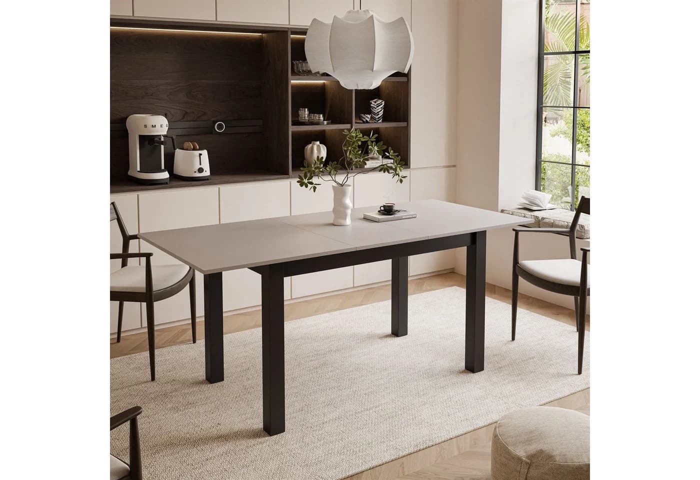 Lookway ARTON Ausklappbarer Tisch Beige/Schwarz 140-195 cm - Bild 3