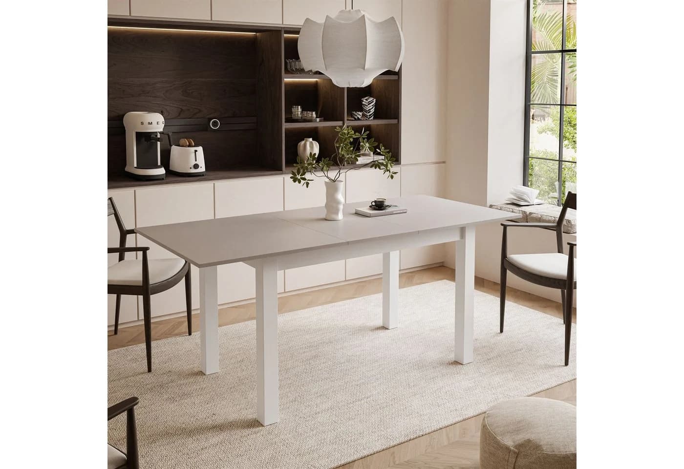 Lookway ARTON Ausklappbarer Esstisch Weiß/Beige 140-195 cm - Bild 3