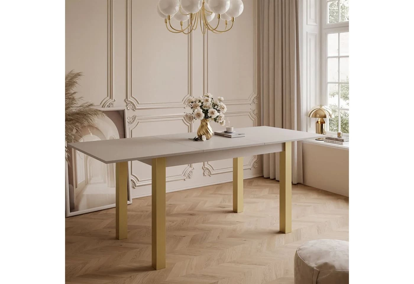 Lookway Esstisch ARTON GOLD Ausziehbar Beige Gold Metall - Bild 3