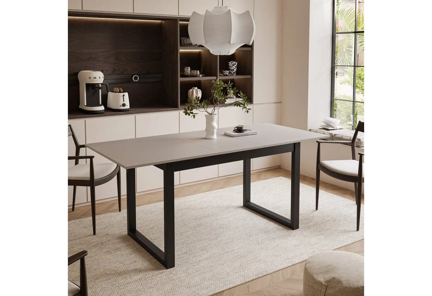 Lookway ARTON II Esstisch ausziehbar Schwarz/Beige Modern Industrial - Bild 3