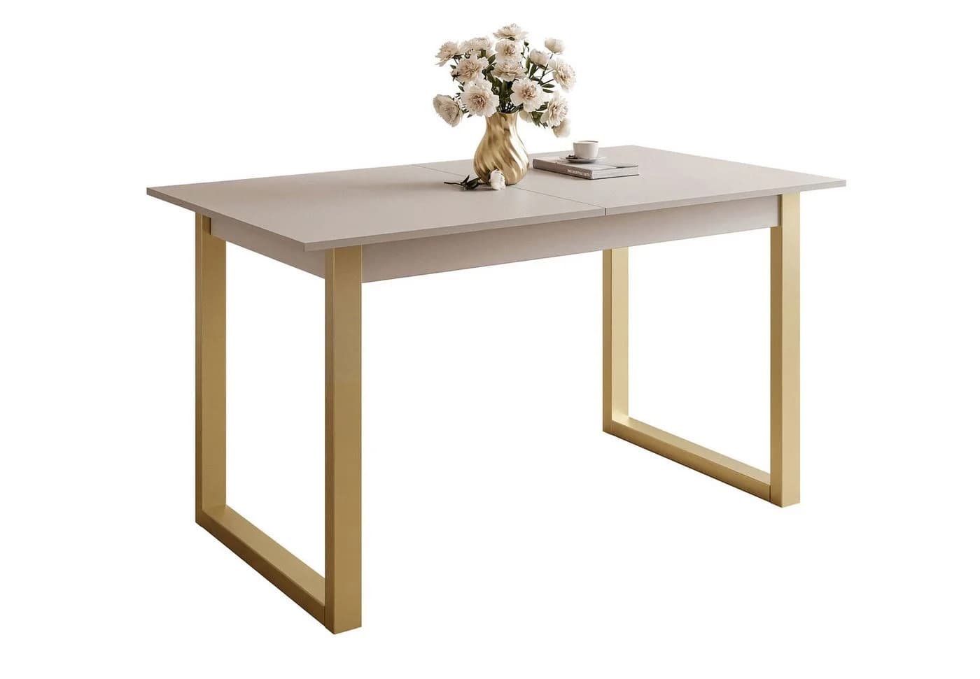 Lookway Esstisch ARTON GOLD II Ausklappbar 140-195 cm Beige/Gold - Bild 2