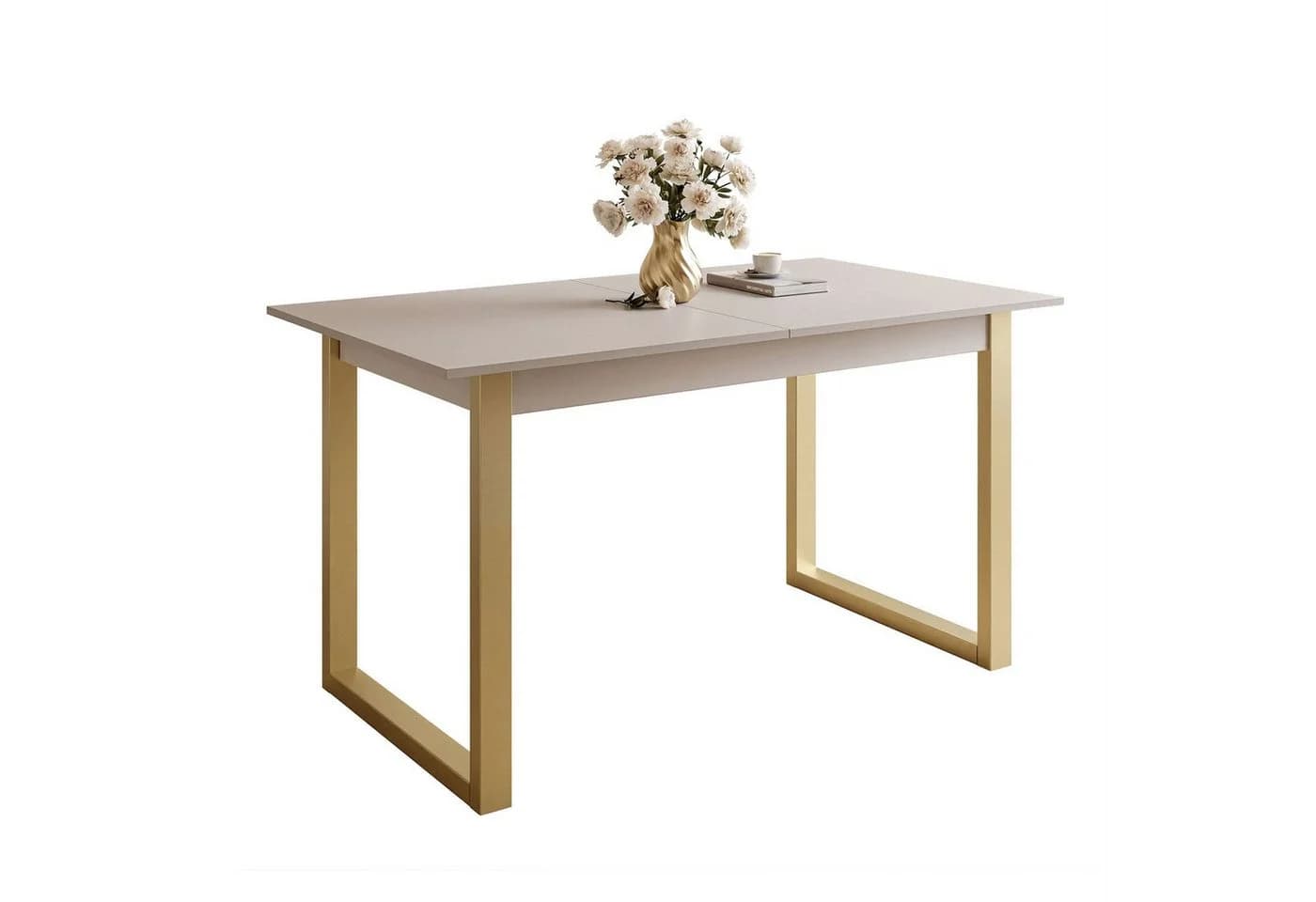 Lookway Esstisch ARTON GOLD II Ausklappbar 140-195 cm Beige/Gold - Bild 5