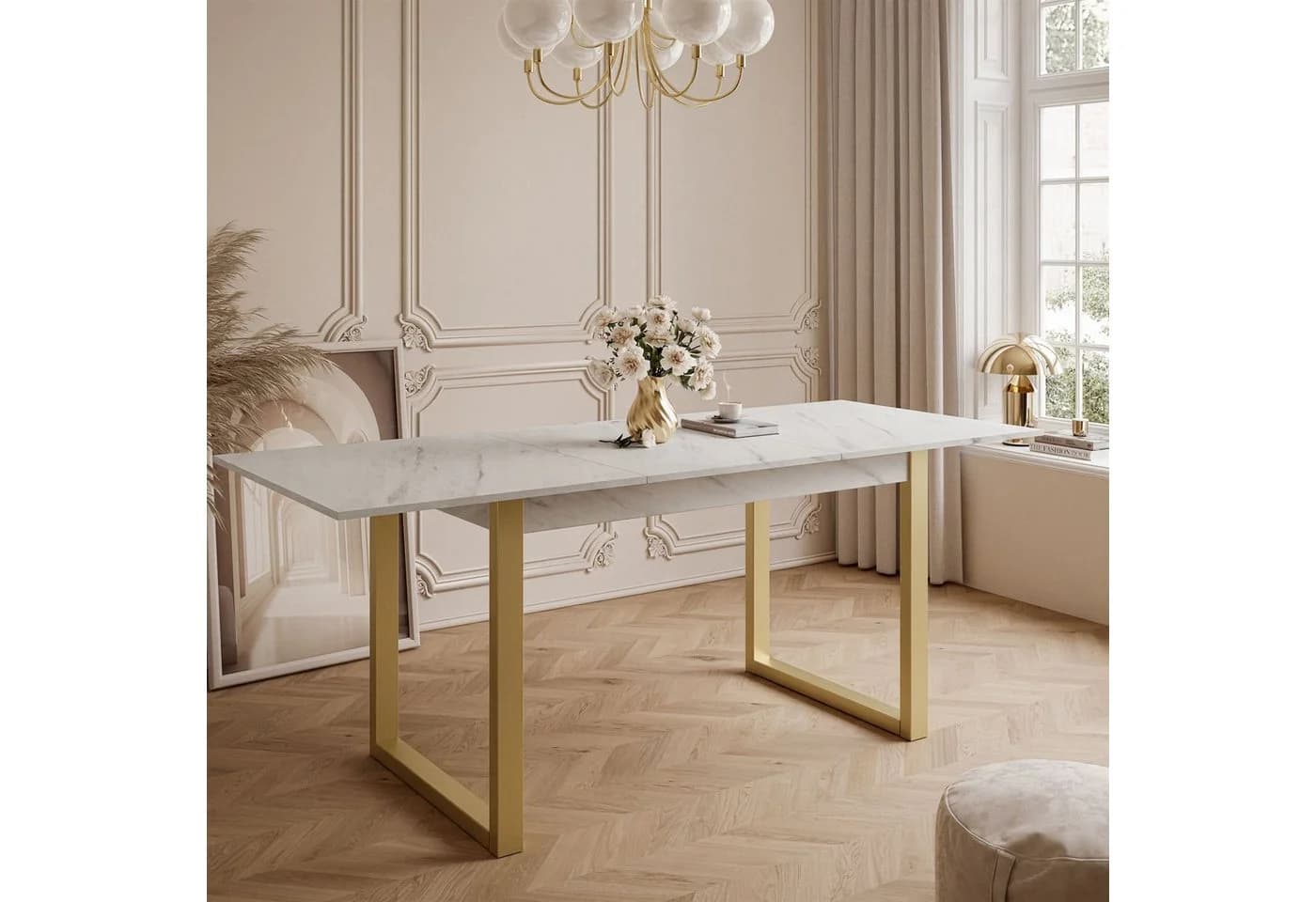 Lookway Esstisch ARTON GOLD II Ausklappbar 140-195 cm Gold - Bild 3