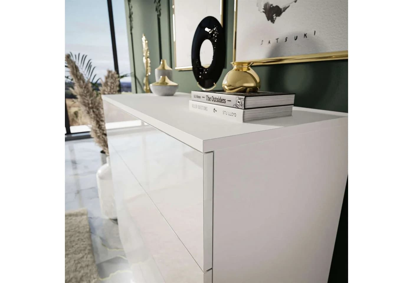 Lookway Kommode AURA 4S Weiß Hochglanz mit LED und Push-to-Open - Bild 4