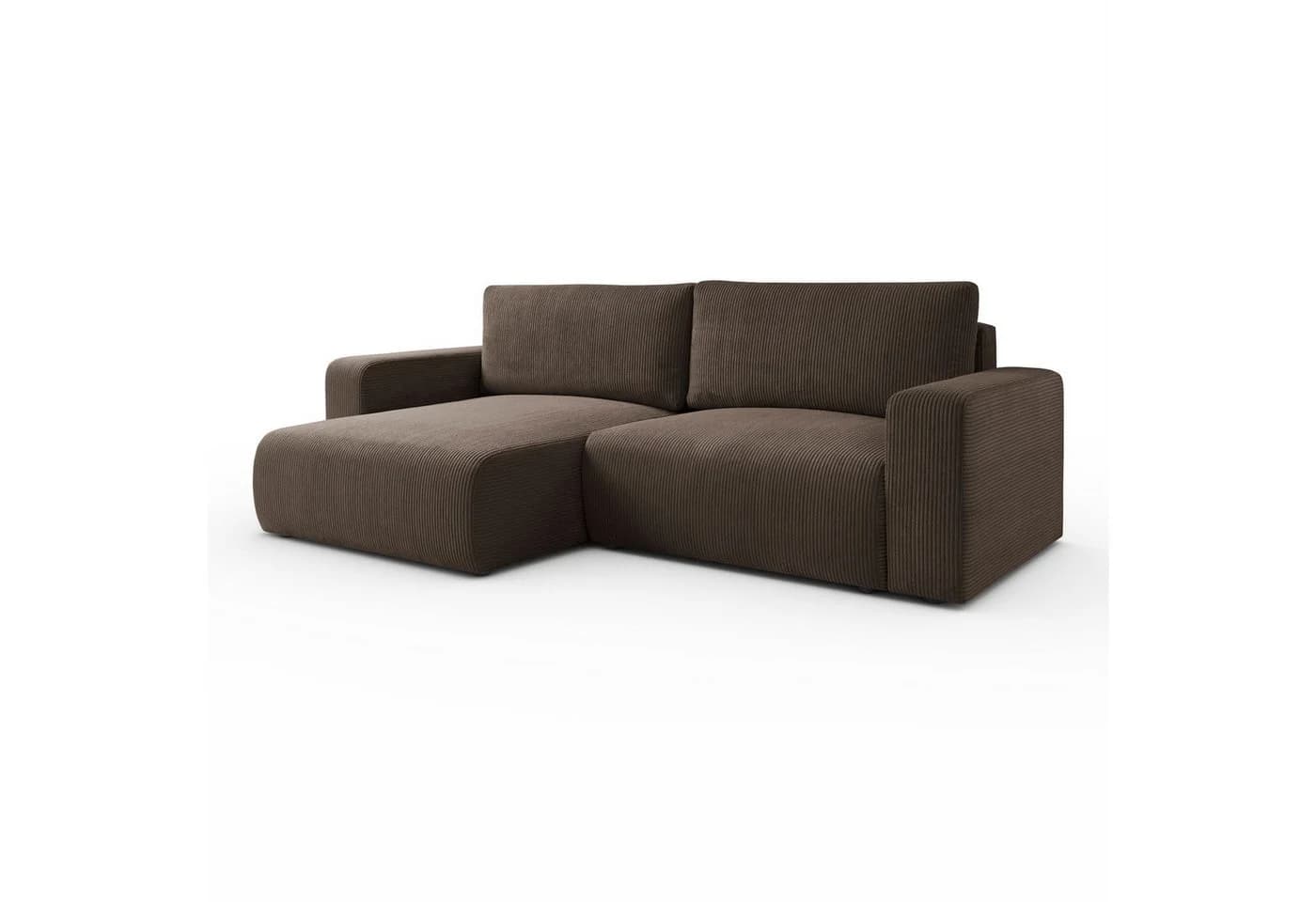 Lookway Ecksofa OPERA L-Form mit Bettfunktion und Bettkasten Braun Cord - Bild 3