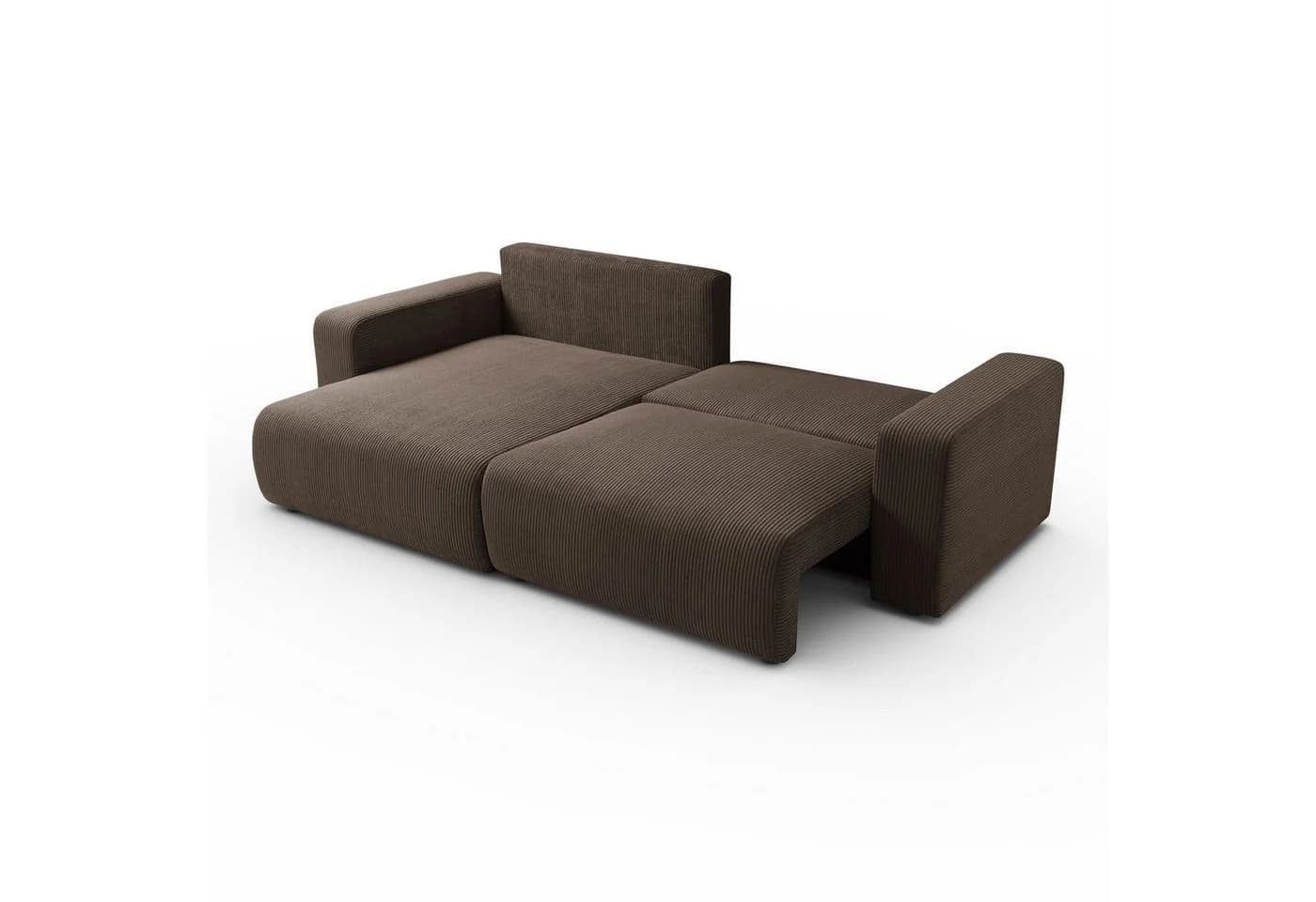 Lookway Ecksofa OPERA L-Form mit Bettfunktion und Bettkasten Braun Cord - Bild 4