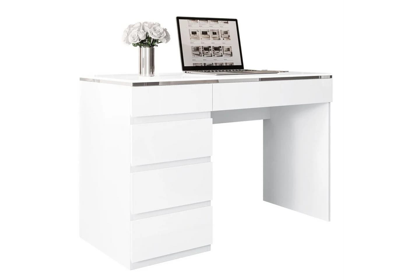 Lookway Schreibtisch AURORA SILVER mit Schubladen Hochglanz - Bild 2