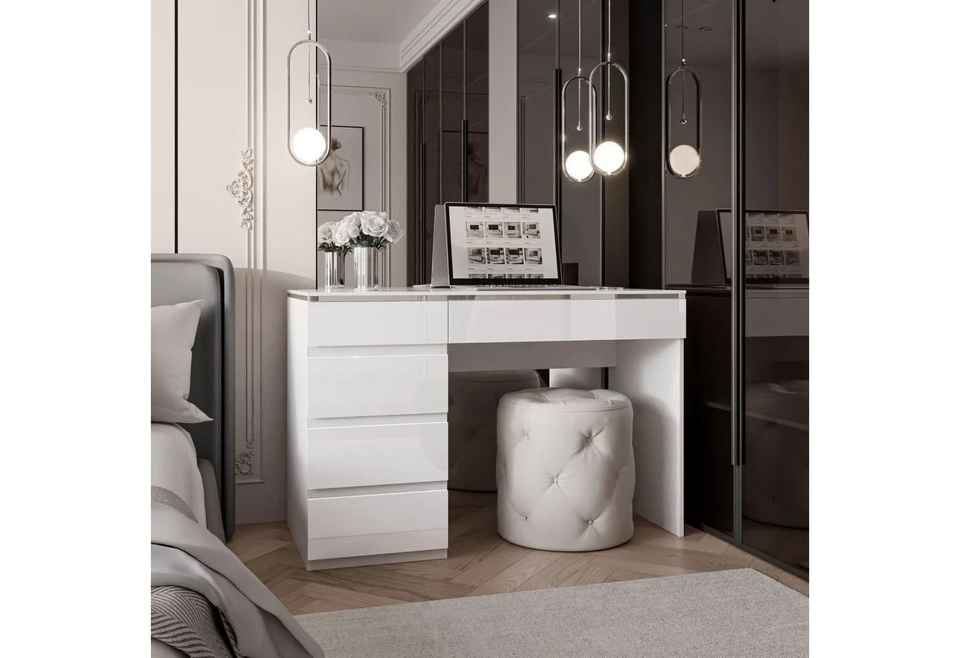Lookway Schreibtisch AURORA SILVER mit Schubladen Hochglanz - Bild 3
