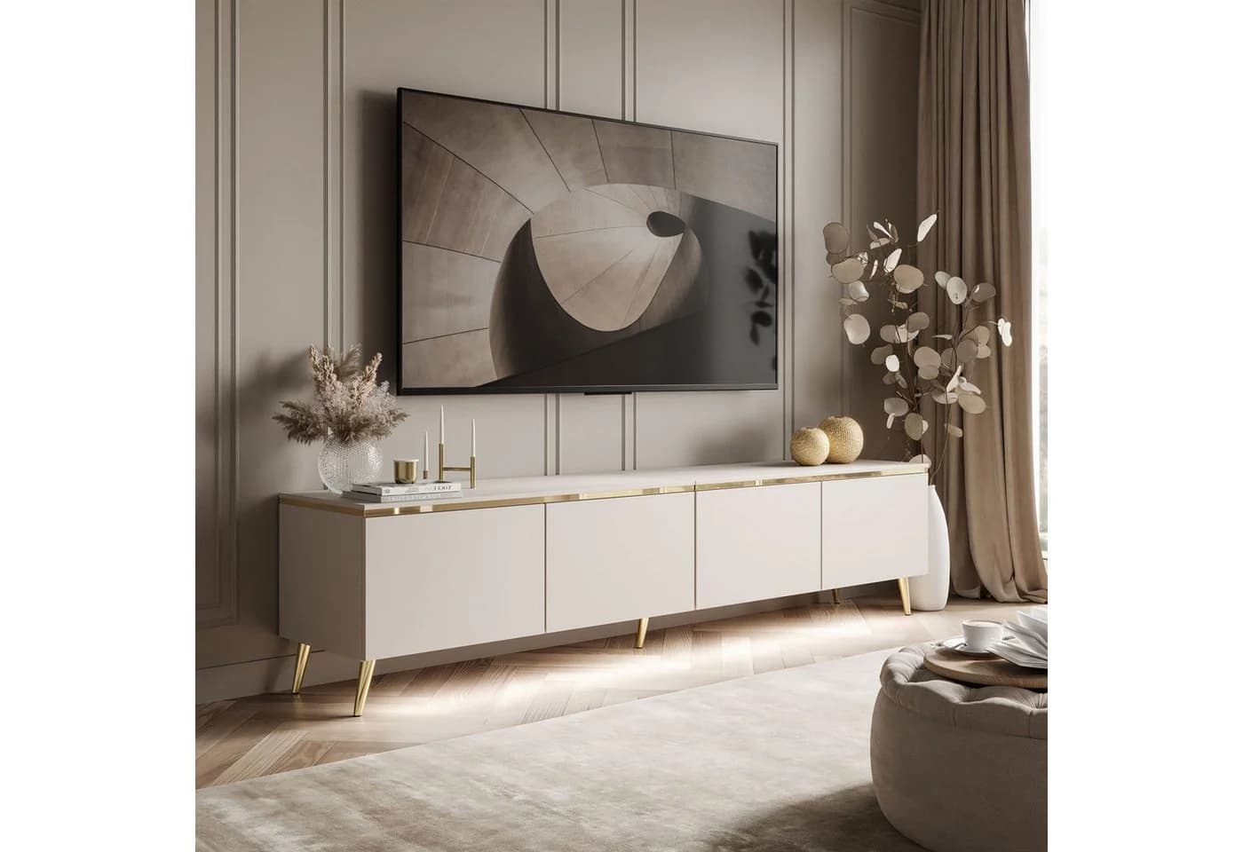 Lookway TV-Schrank CELINE Kaschmir Gold LED