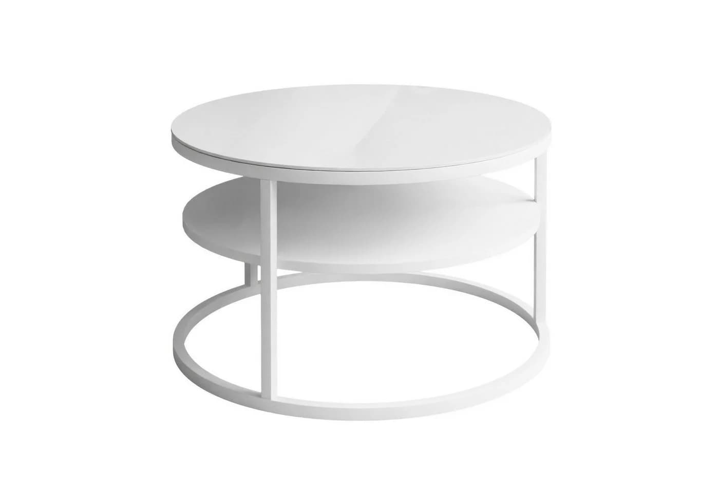 Lookway Couchtisch CIRI GLASS 60 mit weißem Gestell und Ablage - Bild 4