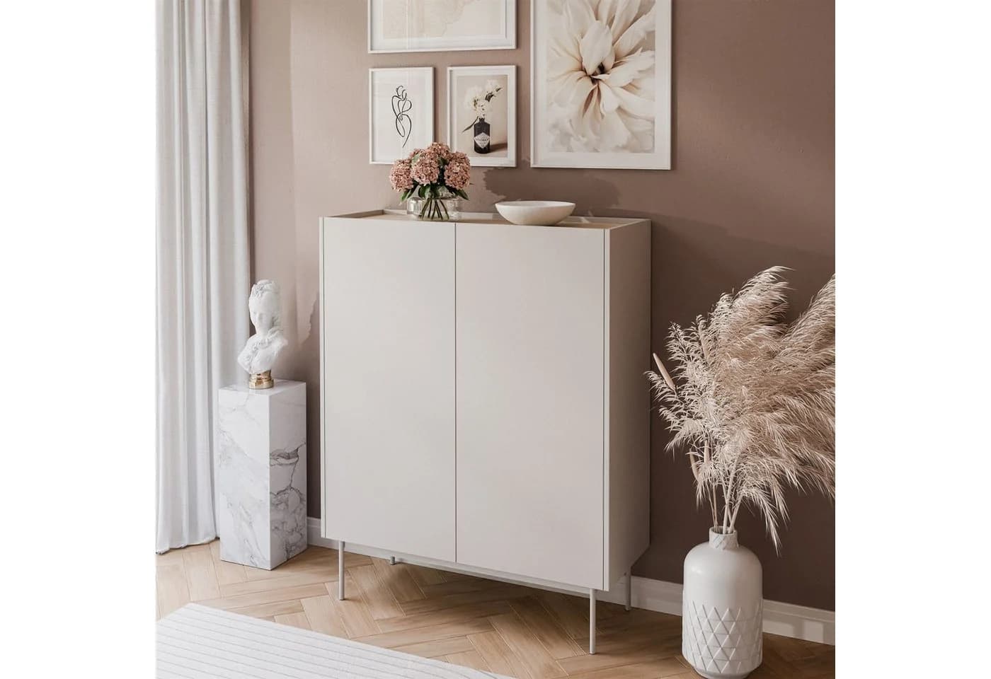Lookway Hochkommode ESSENCE 2D Kaschmir Eiche Linea Modern