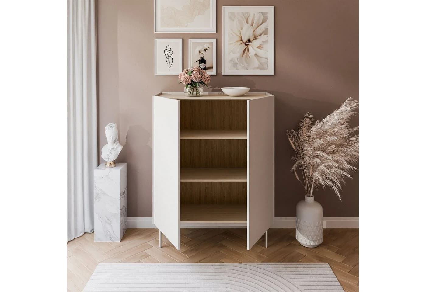Lookway Hochkommode ESSENCE 2D Kaschmir Eiche Linea Modern - Bild 4