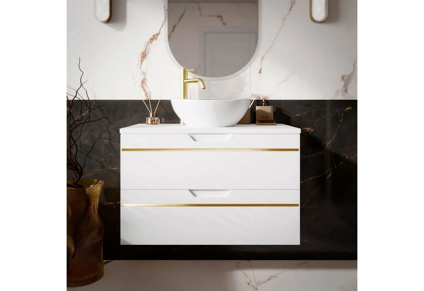 Lookway Badmöbel-Set OPIUM I 60 cm Hängeschrank Weiß matt Soft-Close - Bild 3