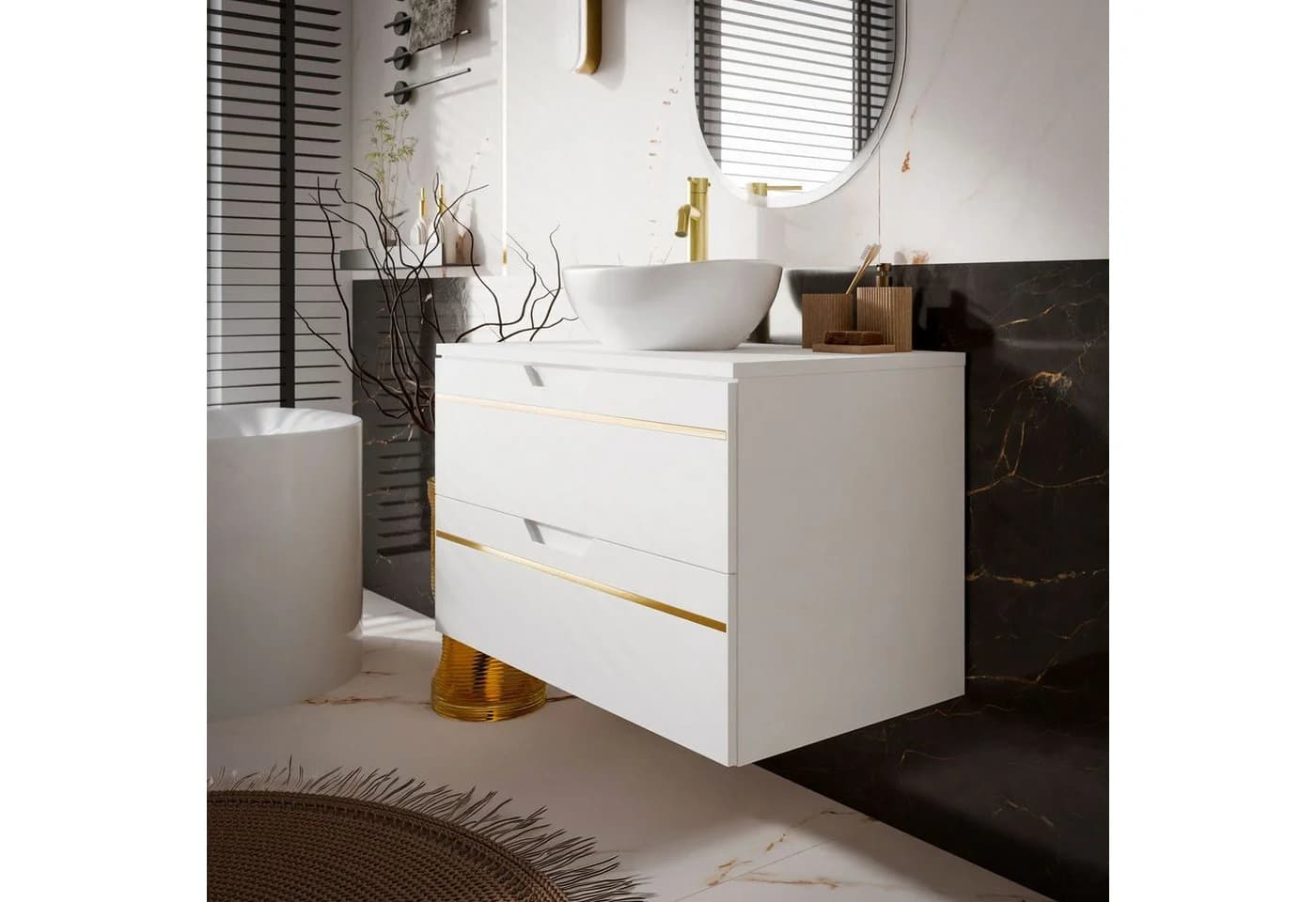 Lookway Badmöbel-Set OPIUM I 60 cm Hängeschrank Weiß matt Soft-Close - Bild 4