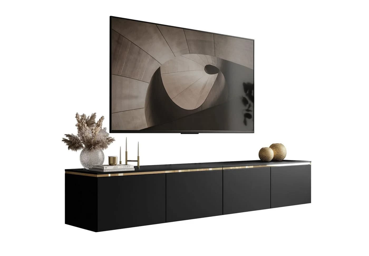 Lookway TV-Schrank CELINE Schwarz Matt Hängeschrank mit LED-Beleuchtung - Bild 2