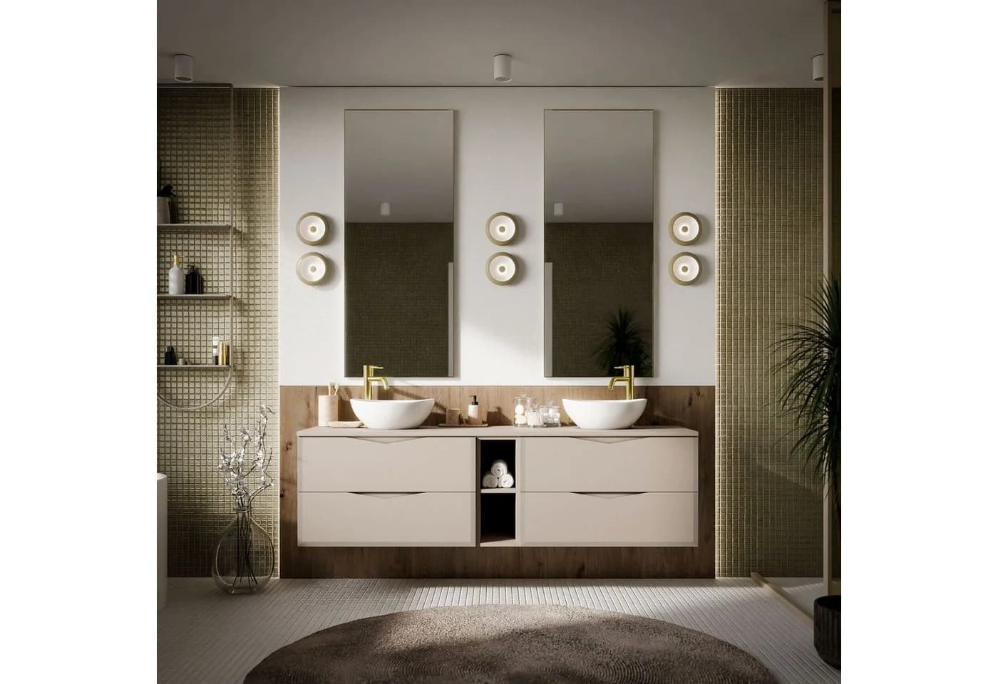 Lookway Badmöbel-Set MIRA III 140 cm Kaschmir