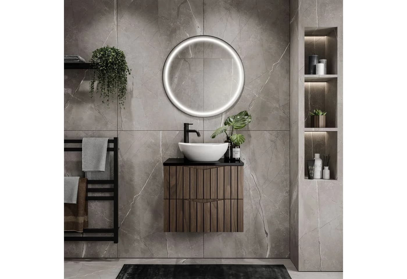 HIKARI Badmöbel-Set 60 cm Hängeschrank mit Aufsatzwaschbecken - Bild 4
