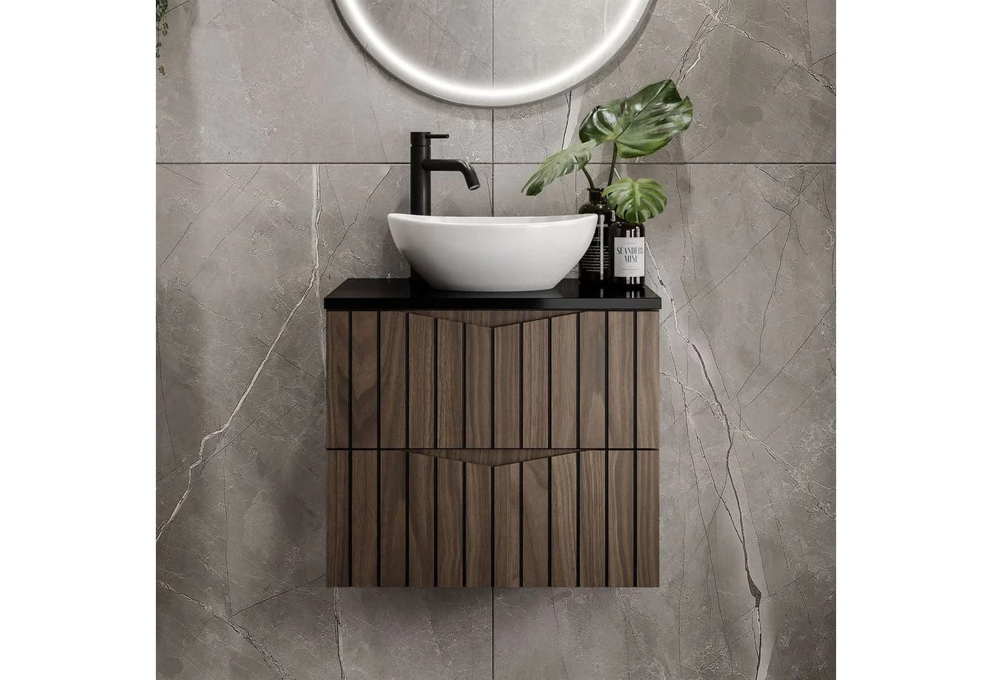 Lookway Badmöbel-Set HIKARI 60 cm Hängeschrank mit Aufsatzwaschbecken - Bild 5