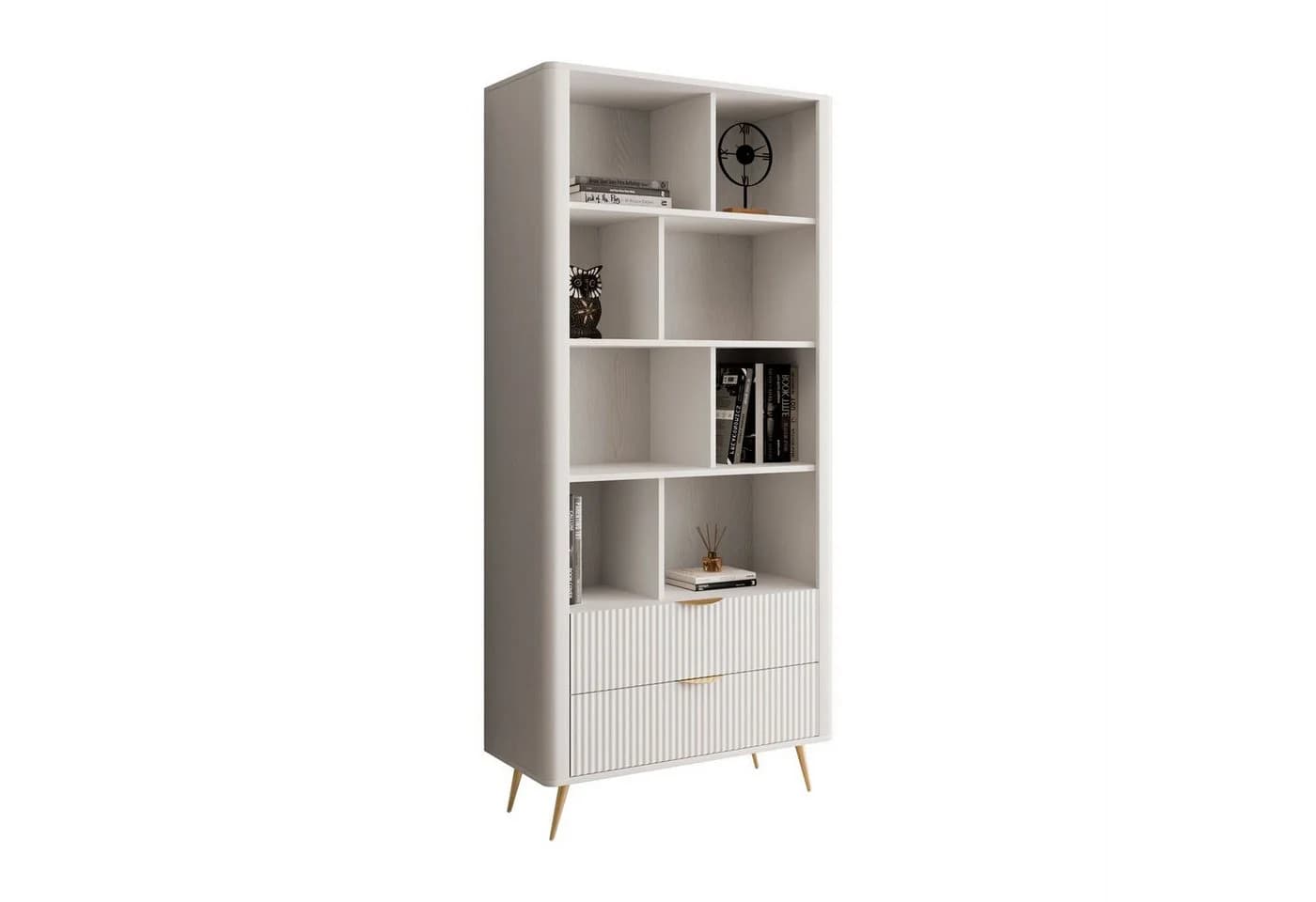 Lookway Standregal SCARLETT mit Schubladen Beige/Gold - Bild 2